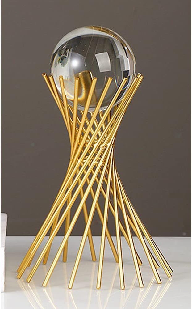 proxin Fantasy Clear Crystal Ball with Gold Art Deco Stand Light Luxury Crystal Sphere for Photography Ornaments Bookcase Decor Wedding and Party - Image 2