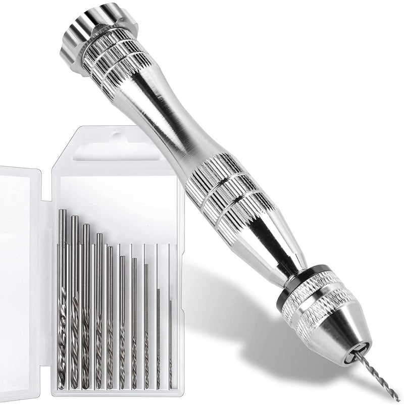 Pin Vise for Resin Casting Molds, KASTWAVE Steel Hand Drill, Resin Drill with 10 PCS Drill Bit, Precision Hand Drill Tools for Epoxy Resin Arts Crafts, Wood, Clay, DIY Resin Keychain Jewelry Making
