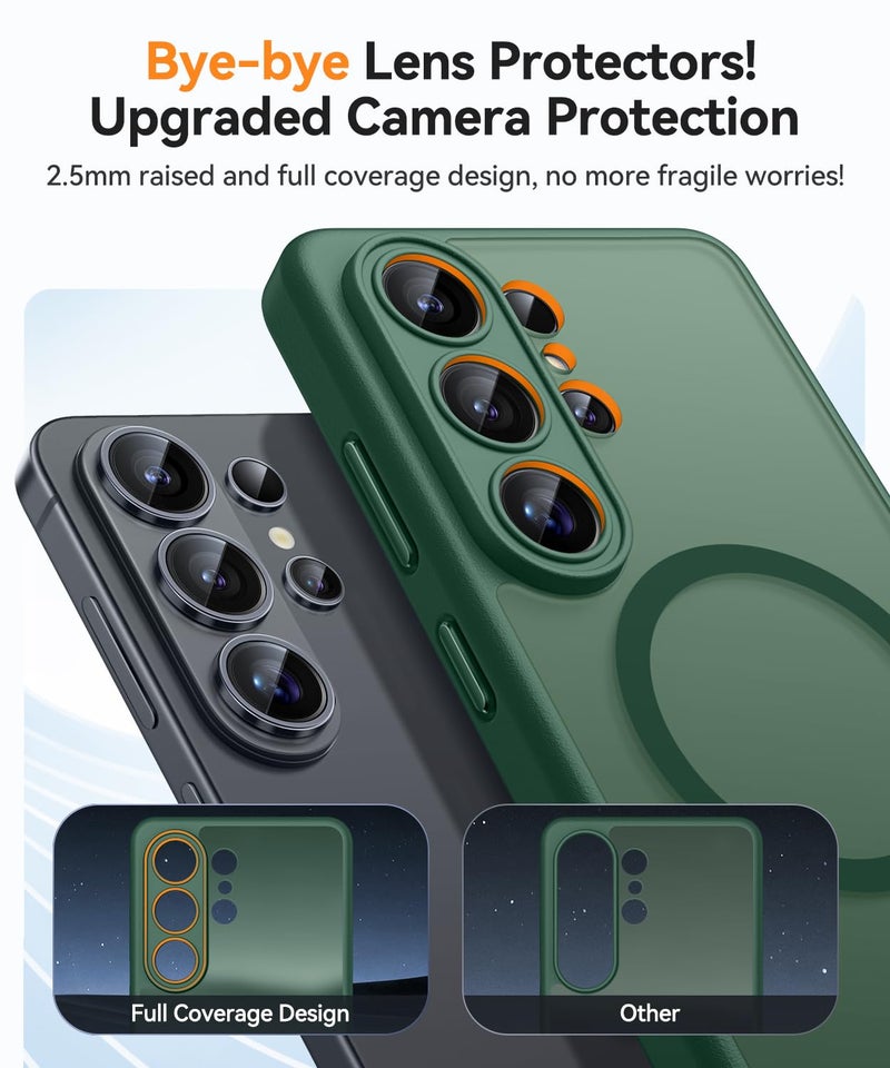 CANSHN Designed for Samsung Galaxy S26 Ultra Case (6.9 inch), Upgraded [Full Camera Protection] [Compatible with Magsafe] [Translucent Matte] Shockproof Protective Phone Cover, Deep Green - Image 3
