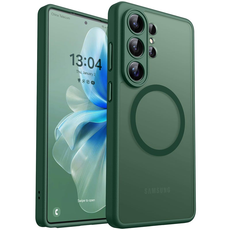 CANSHN Designed for Samsung Galaxy S26 Ultra Case (6.9 inch), Upgraded [Full Camera Protection] [Compatible with Magsafe] [Translucent Matte] Shockproof Protective Phone Cover, Deep Green - Image 1