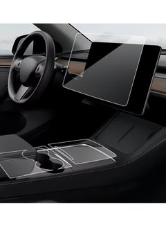 SYOSI Model Y Wood Center Console Wrap for Tesla Model 3 Model Y 2021 2022 Protective Tesla Model 3 Console Cover Kit Interior Decoration with Installation Tools White Carbon Fiber  - Image 1
