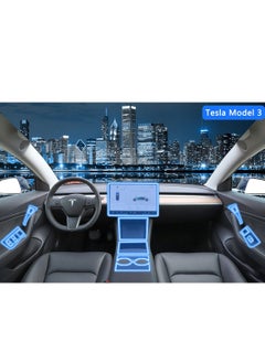 SYOSI Model Y Wood Center Console Wrap for Tesla Model 3 Model Y 2021 2022 Protective Tesla Model 3 Console Cover Kit Interior Decoration with Installation Tools White Carbon Fiber  - Image 2