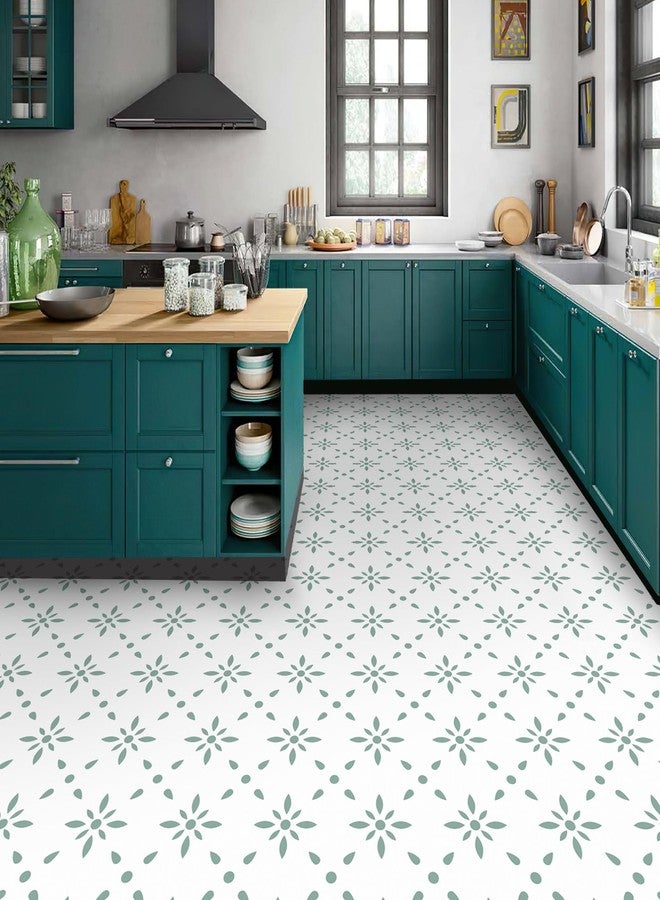 MORCART Peel & Stick Floor Tiles Vinyl Flooring 10 Sheets, 7.8"x7.8" , Decorative Tils for Wall, Floor, Kitchen, Bathroom, Pet House, Fireplace (Light Green) - Image 2