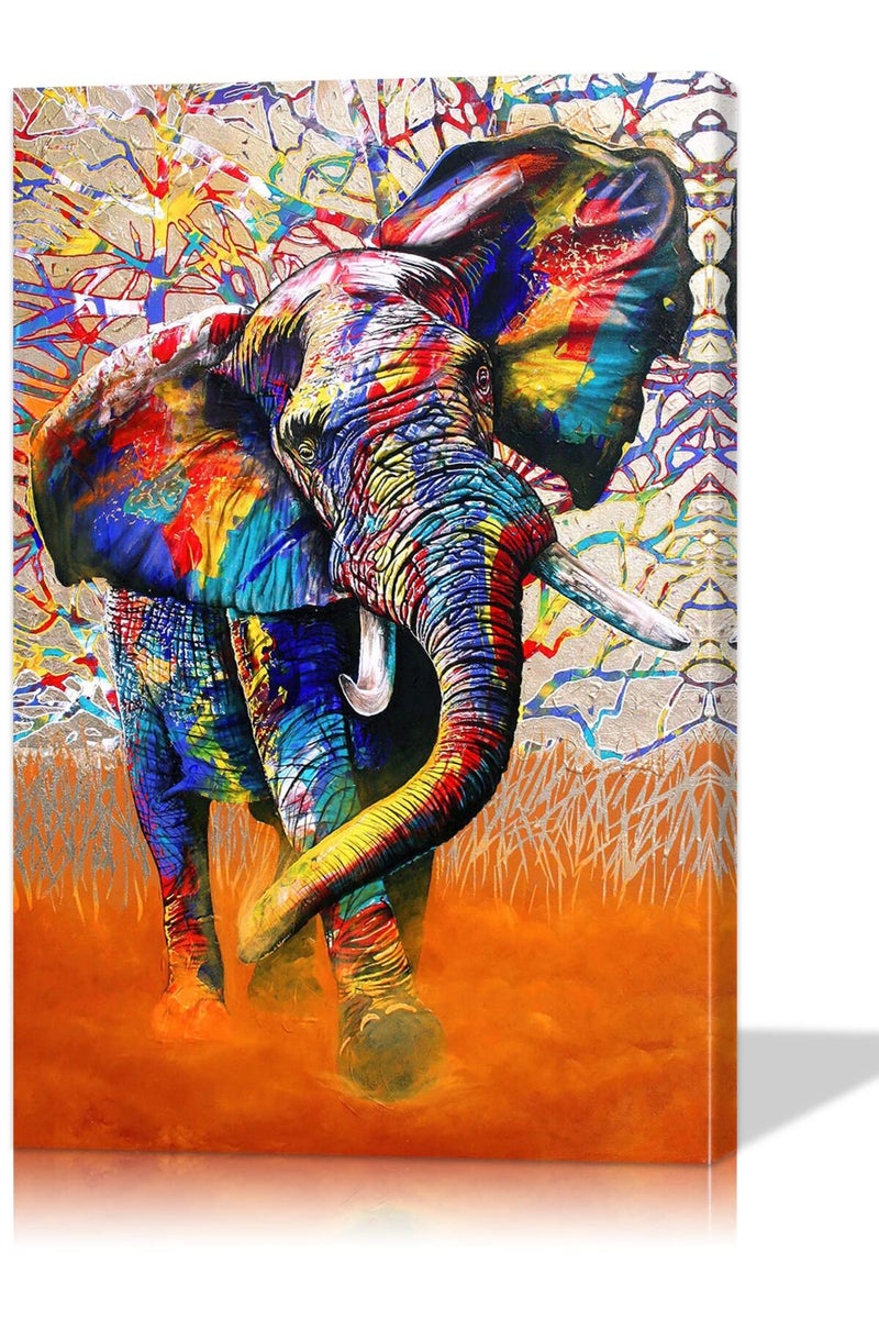 Mistyefly Graffiti Wall Art Elephant Wall Decor Elephant Wall Art Graffiti Poster Colorful Paintings for Wall Pop Art Wall Art Graffiti Wall Decor Street Graffiti Art for Living Room Bedroom Decor (16''Wx24''H) - Image 1