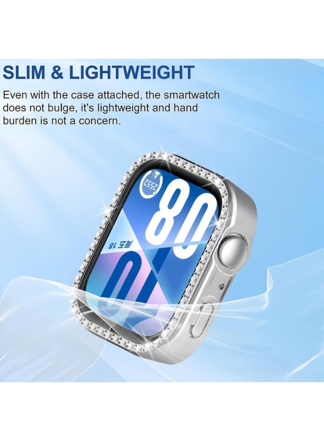 جراب لامع بدون واقي شاشة لساعة هواوي فيت 4، جراب بإطار صلب من البولي كربونات، غطاء واقٍ من الألماس الكريستالي للنساء والفتيات، غطاء واقٍ رفيع لساعة هواوي فيت 4 (فضي) - Image 4