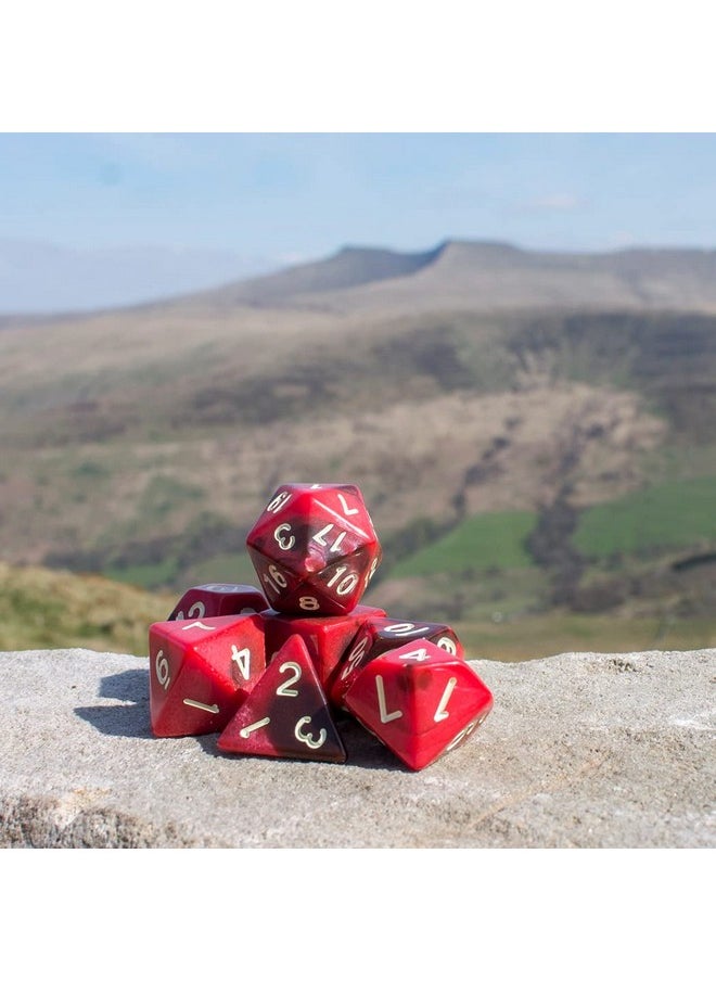 Red And Brown Dice Expanded Dnd Set With Extra D20 'Blood God'