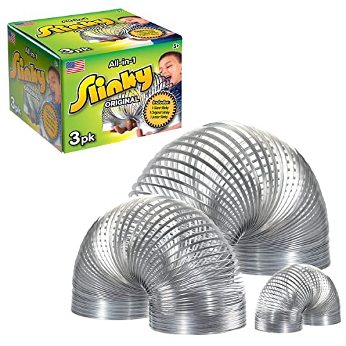 Slinky Just Play The Original Slinky® Brand Fidget Toy Pack: 1 Giant, 1 Classic, and 1 Slinky Junior Walking Metal Spring Toy, Kids Toys for Ages 5 Up - Image 1