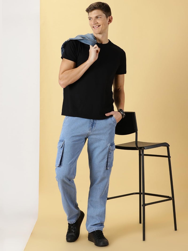 Thomas Scott Men's Relaxed Fit Cargo Jeans (TSJ071-LightBlue, 30) - Image 3