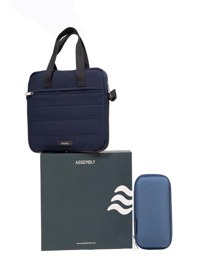 THE ASSEMBLY Assembly Float Messenger Bag & Tech Organiser Combo Water-Resistant Laptop Messenger Bag with Multi-Compartment Fits up to 14" Tech Pouch for Work Travel & Daily Commute Blue - Image 1