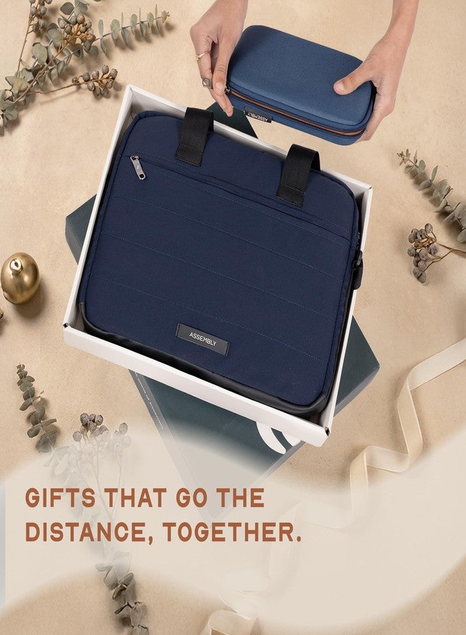 THE ASSEMBLY Assembly Float Messenger Bag & Tech Organiser Combo Water-Resistant Laptop Messenger Bag with Multi-Compartment Fits up to 14" Tech Pouch for Work Travel & Daily Commute Blue - Image 2