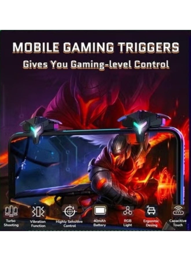 Mobile Gaming Triggers for iPhone/Android, Shooter Sensitive Controller Joysticks Aim  Fire Trigger for PUBG, COD, Fortnte, with RGB Light  Shooting Vibration Function, Zero Latency, 4 Burst Modes - Image 2