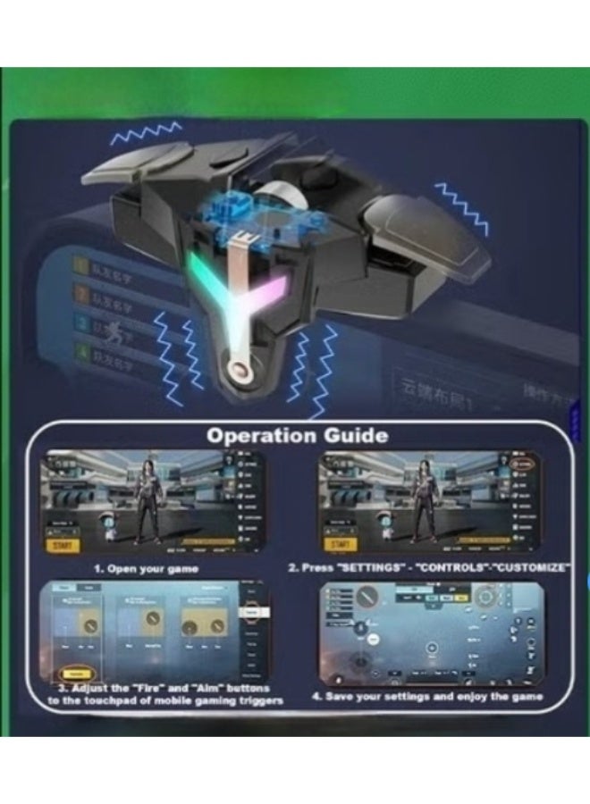Mobile Gaming Triggers for iPhone/Android, Shooter Sensitive Controller Joysticks Aim  Fire Trigger for PUBG, COD, Fortnte, with RGB Light  Shooting Vibration Function, Zero Latency, 4 Burst Modes - Image 4