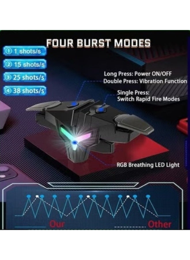 Mobile Gaming Triggers for iPhone/Android, Shooter Sensitive Controller Joysticks Aim  Fire Trigger for PUBG, COD, Fortnte, with RGB Light  Shooting Vibration Function, Zero Latency, 4 Burst Modes - Image 3