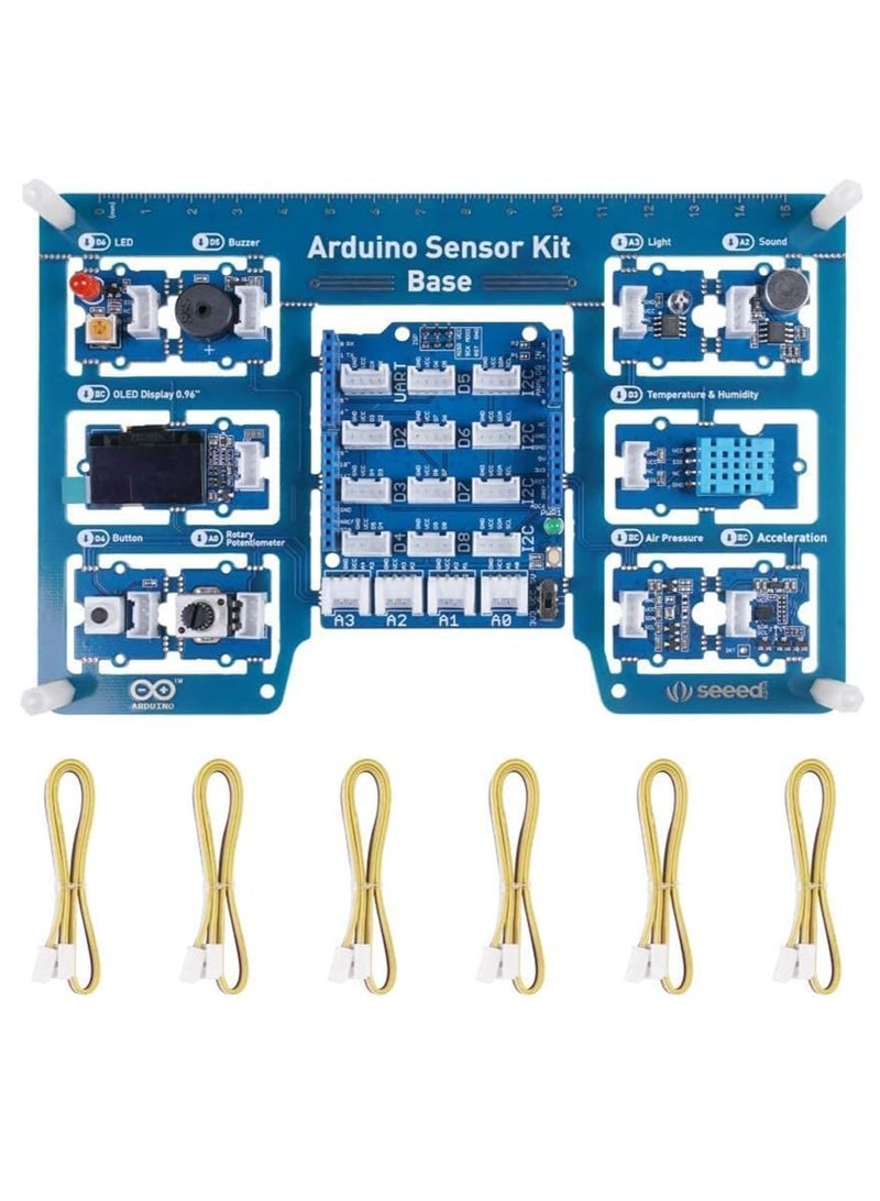 seeed studio Arduino Sensor Kit All-in-one Starter Kit Come with 10 Sensors 10 Lessons, Tutorial for STEAM Education Compatible with Arduino IDE, Arduino UNO Compatible Board with Pre-Wired Module.