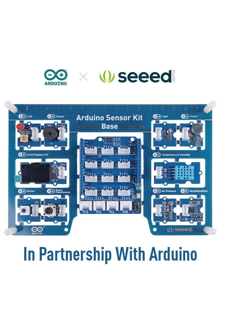 seeed studio Arduino Sensor Kit All-in-one Starter Kit Come with 10 Sensors 10 Lessons, Tutorial for STEAM Education Compatible with Arduino IDE, Arduino UNO Compatible Board with Pre-Wired Module.