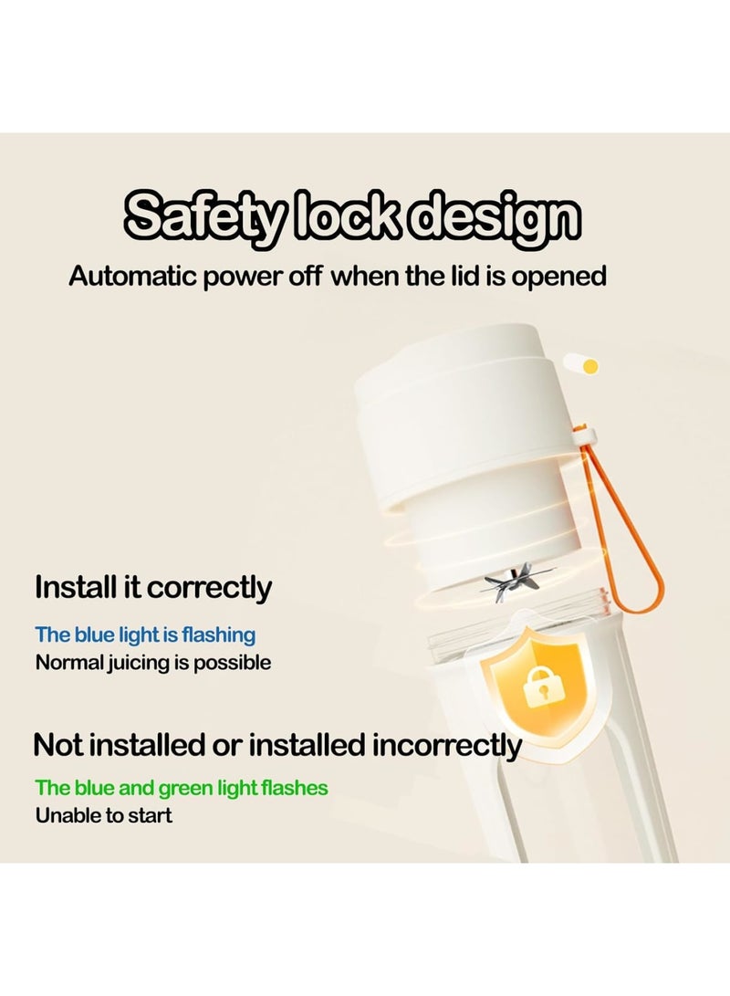 SYOSI Portable Blender, USB Rechargeable Mini Smoothie Maker for Shakes Juices and Protein Drinks, Compact Personal Blender with Safety Lock and 6-Blade Design for Travel Gym Office and Home Use - Image 5