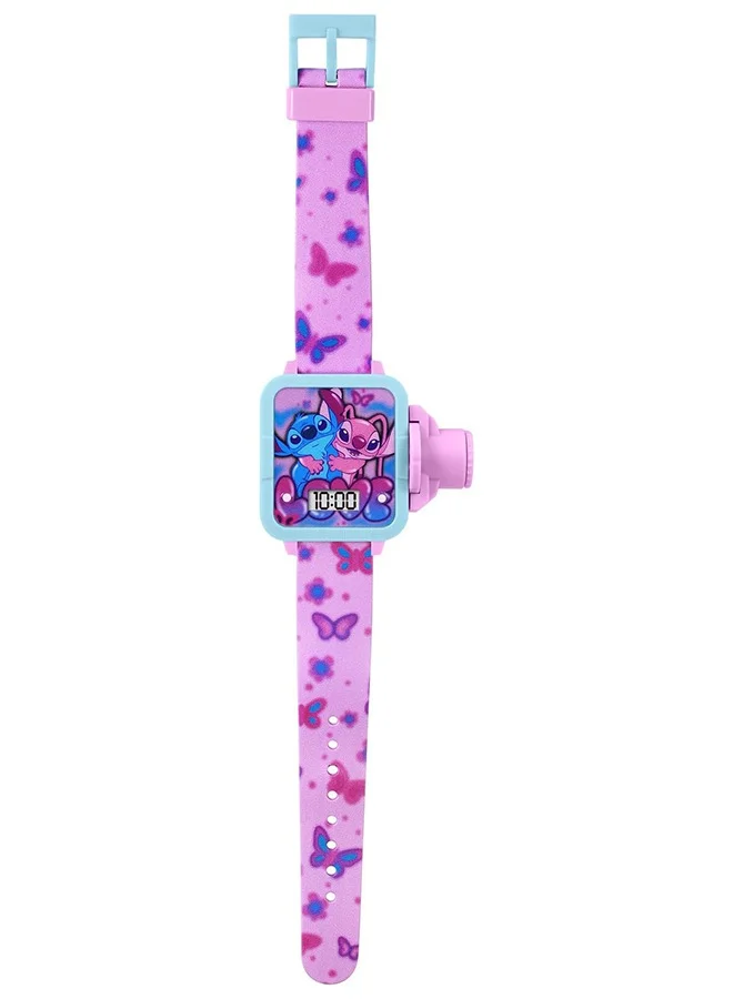 Disney Disney Lilo & Stitch Pink Strap Projection Girls Watch - LAS4099
