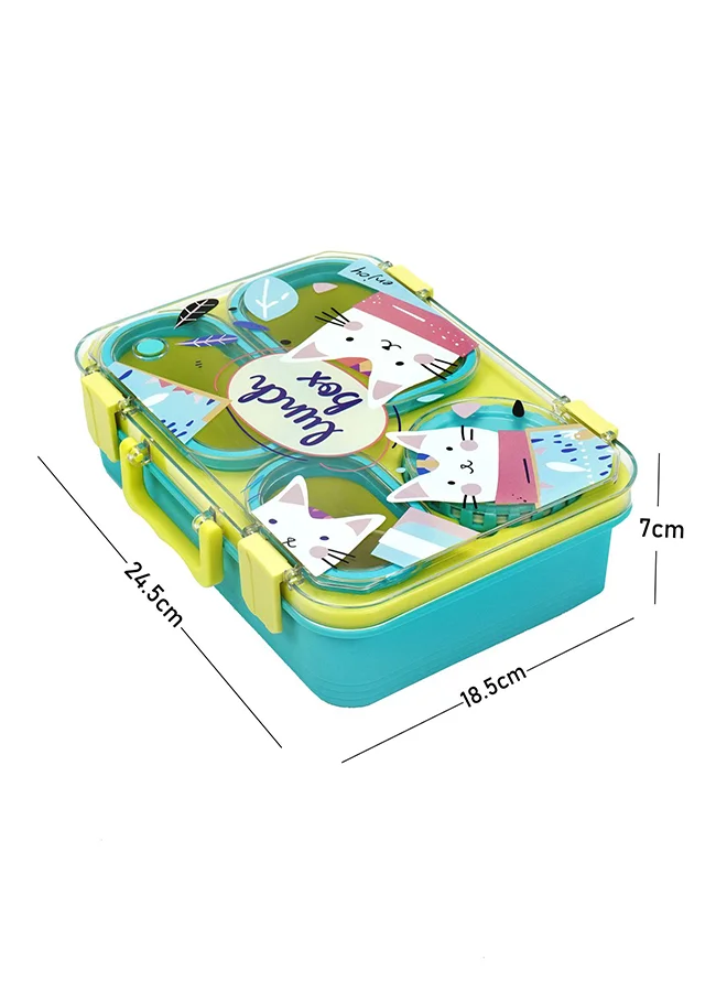 LITTLE SURPRISE BOX Little Surprise Box, Mint & Fluro Meow Compact Tiffin Lunch Box for Kids