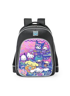 Primary school girls' schoolbag 1-3-6 years old backpack shoulder pad lightweight pink warning strip backpack,B-22-Reflex-Large-Ku-Black
