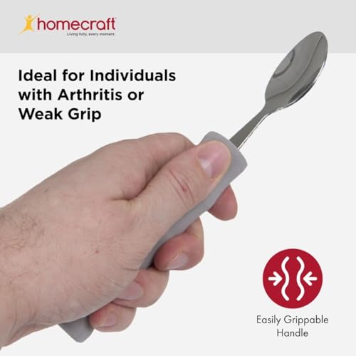 Sammons Preston Homecraft Lightweight Foam-Handled Grip Junior Soup Spoon, Adaptive Utensil for Children, Adults, Elderly, and Handicapped, Ergonomic Easy-to-Grip Handle, Ideal for Arthritis or Weak Grip - Image 2