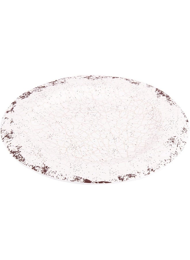 AKDC M/Mine Round Platter L(28cm) xW(28cm) xH(2cm) White With Golden Brown - Image 1