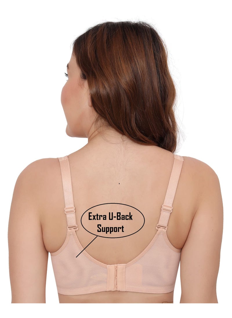 Glamroot - Full Support Minimizer Everyday Bra for Women Full Coverage | Wireless| Padded With Seamless Soft Cups, Beige, B-Cup - Image 1