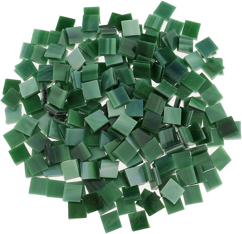 klarako 250pcs Vitreous Glass Mosaic Tiles Pieces For Arts DIY Craft 10x10mm Many Color klarakoGreen - Image 1