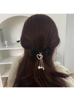 MXXGMYJ Black Bows for Girls Bowknot Hair Clips Pins for Toddlers Mini Hair Bows Hairpin Short Faux Pearl Tassel Hair Barrettes Matching Bow Hair Clips Hair Decorations for Thin Thick Hair Accessories 2Pcs  - Image 5