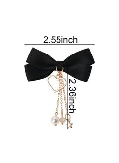 MXXGMYJ Black Bows for Girls Bowknot Hair Clips Pins for Toddlers Mini Hair Bows Hairpin Short Faux Pearl Tassel Hair Barrettes Matching Bow Hair Clips Hair Decorations for Thin Thick Hair Accessories 2Pcs  - Image 2