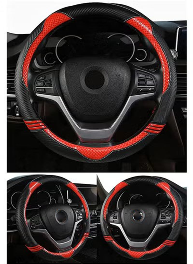 جي تي-ويل غطاء عجلة قيادة جلدي عالمي للسيارة مقاس 15 بوصة