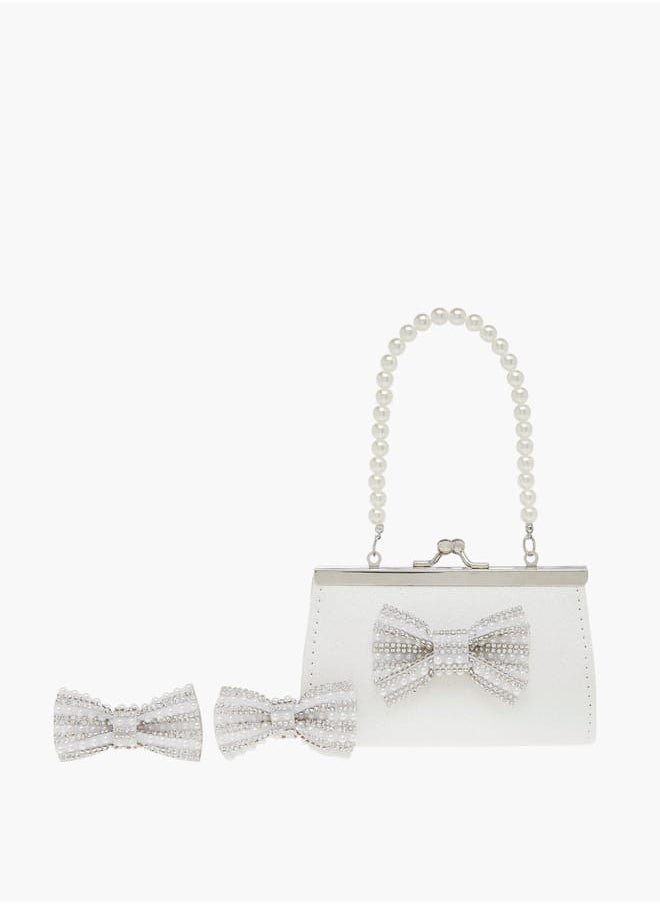 Flora Bella By Shoexpress Girls 3-Piece Bow Embellished Handbag And Hairclip Set  - Image 1