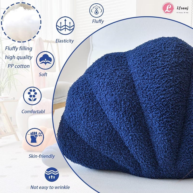 Lfsaaj Navy Seashell Throw Pillows, Shell Shaped Throw Pillows, 13 Inch Soft Home Decorative Pillow Plush Cushion for Bed Couch Living Sofa Room Decor Accent Throw Pillow - Image 2