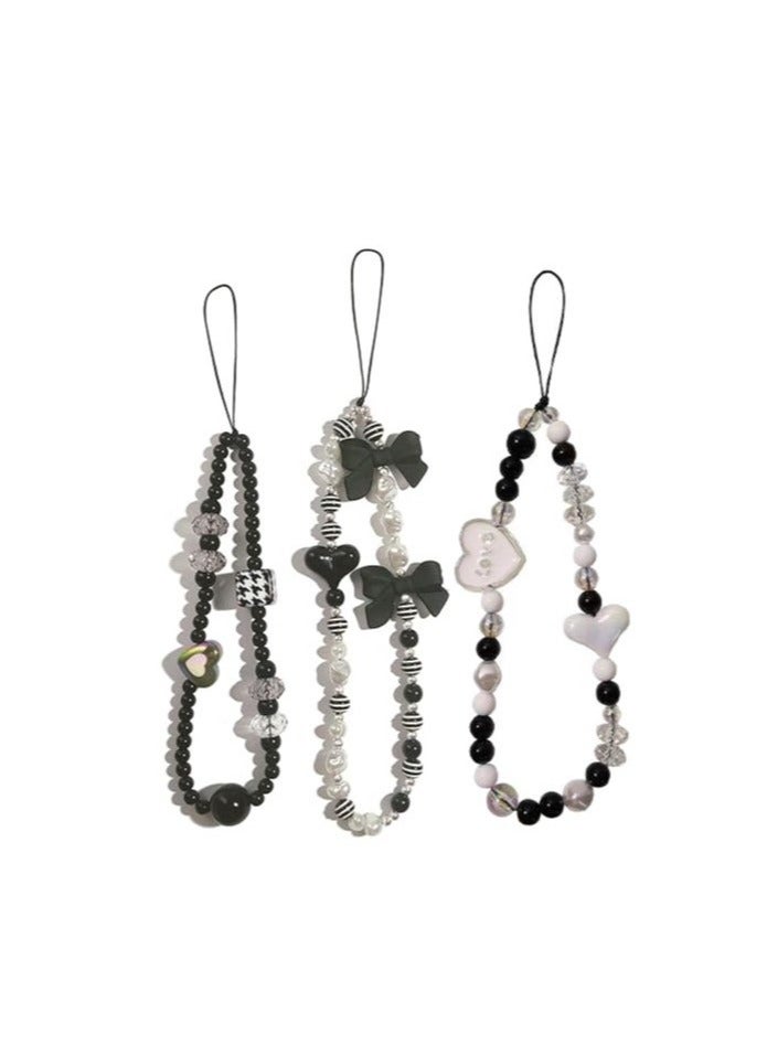 3 PCS Beaded Phone Charms Cute Beads Phone Lanyard Wrist Strap Aesthetic Cell Phone Keychain Cute Phone Charms for Women Girls - Image 1