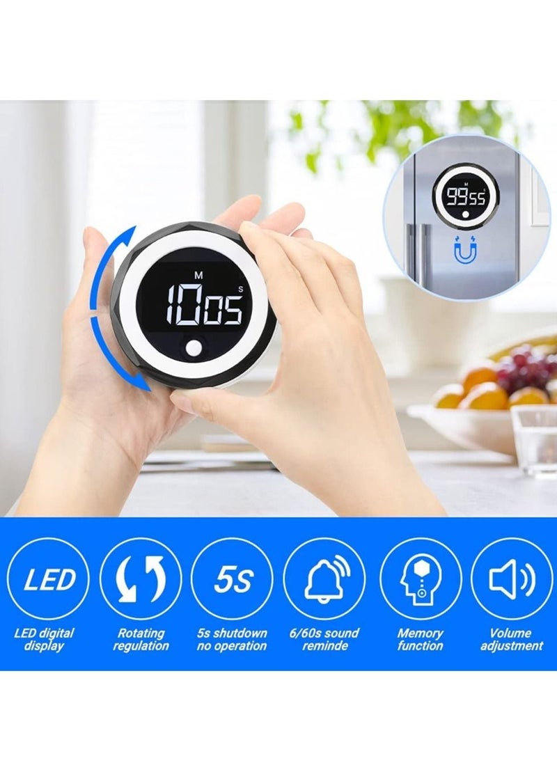 Y&D - Digital Kitchen Timer - Magnetic Countdown Countup with Large LED Display, Volume Adjustable, Easy for Seniors and Kids to Use, 99 Minutes timer Cooking Learning Meeting Yoga (Black) - Image 1