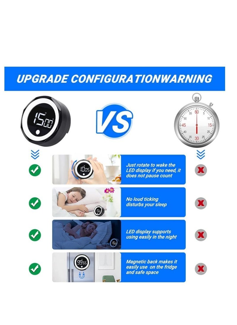 Y&D - Digital Kitchen Timer - Magnetic Countdown Countup with Large LED Display, Volume Adjustable, Easy for Seniors and Kids to Use, 99 Minutes timer Cooking Learning Meeting Yoga (Black) - Image 1
