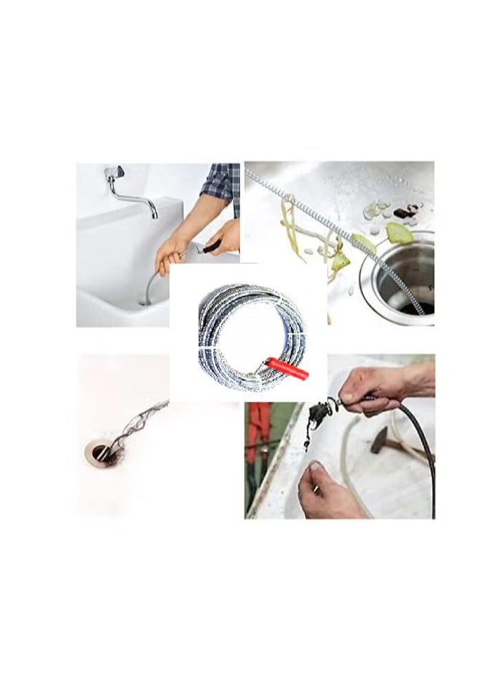 سلك تنظيف المجاري من الفولاذ المقاوم للصدأ 5 متر فضي - Image 2