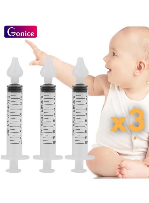 3Pcs Baby Nasal Aspirator Syringe Baby Nose Cleaner Rhinitis Nasal Washer Irrigator Baby Nose Washing for Children 10ML
