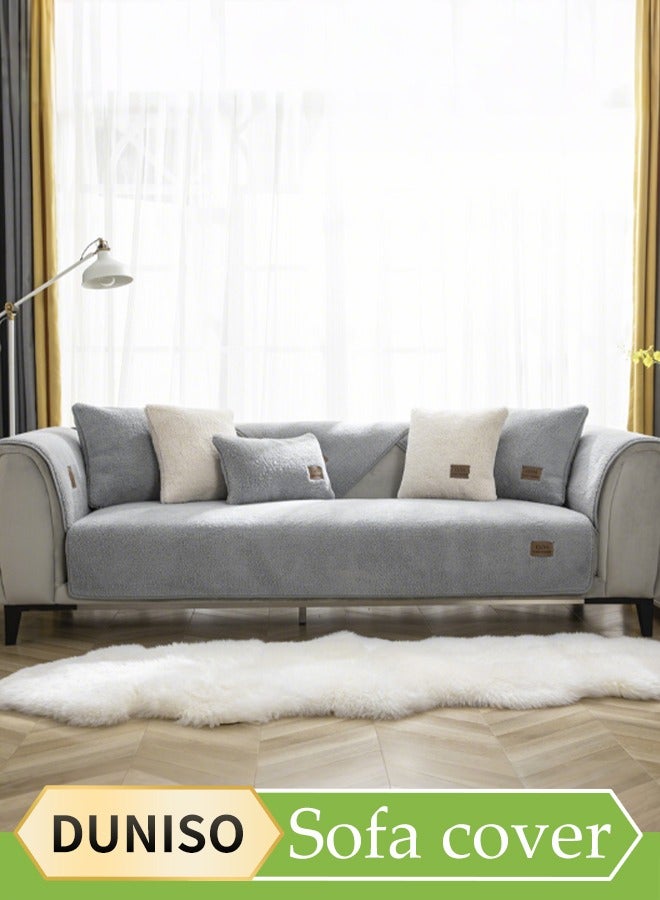 DUNISO غطاء أريكة، غطاء واقي للأريكة، غطاء أثاث مضاد للانزلاق، حصيرة مقاومة للغبار للحيوانات الأليفة، مضادة للتلوث ومقاومة للاهتراء، مناسبة لفصل الشتاء، 110*210 سم، رمادي - Image 1
