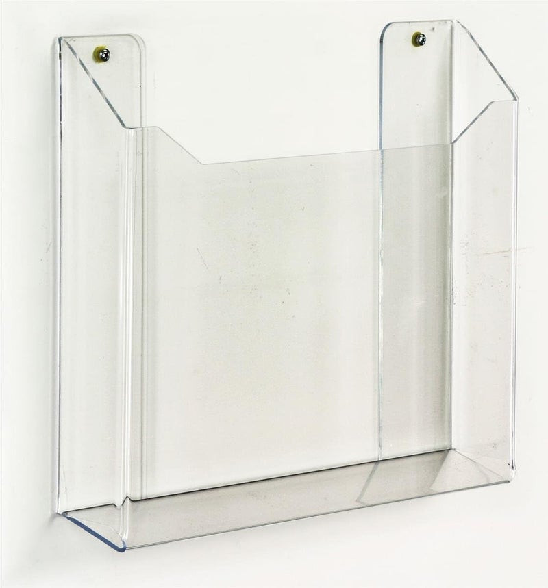 Displays2go Single Pocket Clear Acrylic Wall Mounted Newspaper Display Rack Frameless Design Polished Edges Includes Mounting Hardware 1338 x 1112 x 214Inch  Sold in A Set of 2 - Image 1