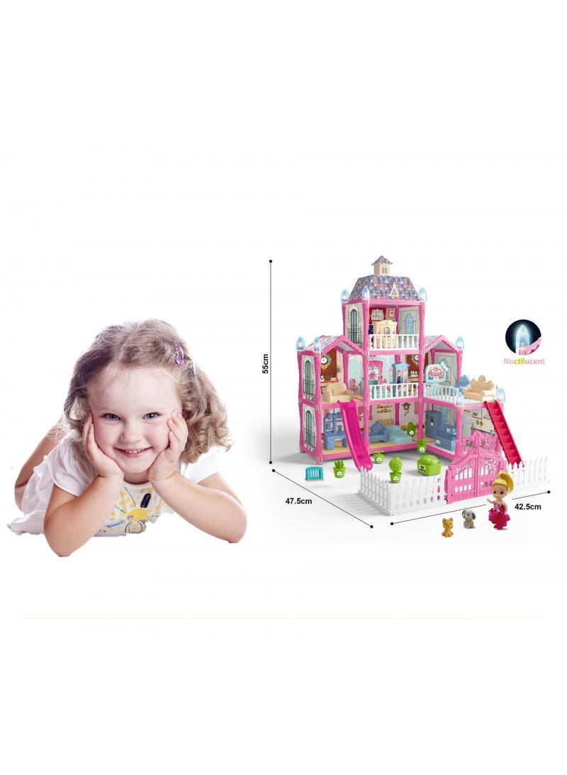general 191 Pcs DIY Doll House With Night Light Princess Dream,Dream House Villa For Girls Pretend Toys-3 Story 8 Rooms Dollhouse,Toddler Playhouse Kids Gift For Girls Best Birthday Gift Children's Day - Image 1