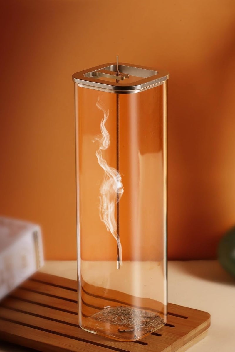حامل أعواد البخور [مضاد لتناثر الرماد]، حامل مبخرة عصري مع مصيدة رماد زجاجية قابلة للإزالة، للديكور المنزلي والتأمل واليوغا - Image 3