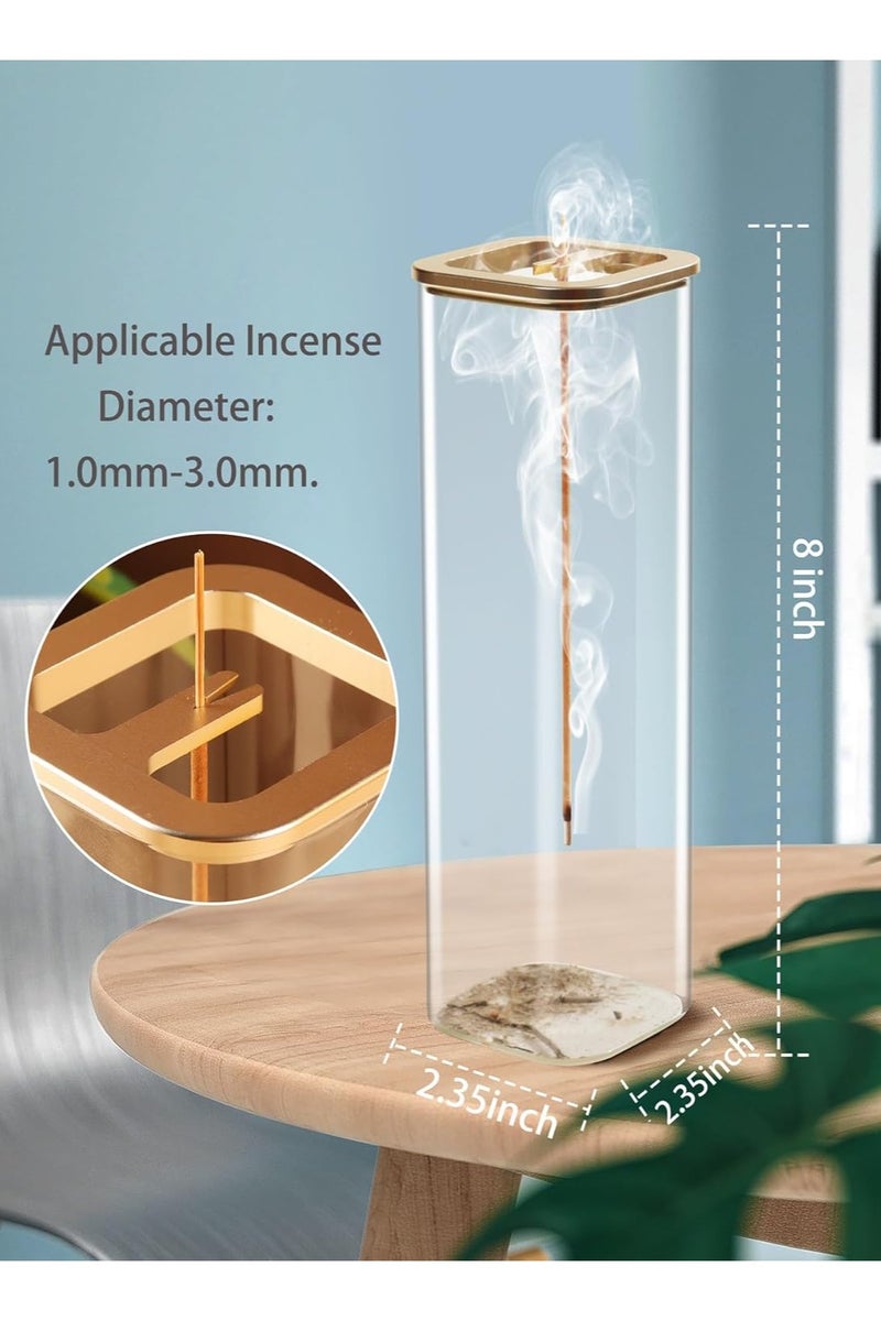 حامل أعواد البخور [مضاد لتناثر الرماد]، حامل مبخرة عصري مع مصيدة رماد زجاجية قابلة للإزالة، للديكور المنزلي والتأمل واليوغا - Image 4