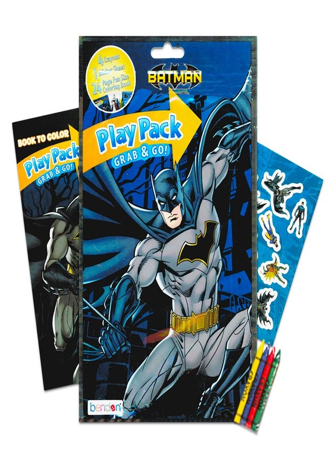 DC Comics Batman Party Favors Pack ~ Bundle of 12 Batman Play Packs Filled with Stickers, Coloring Books, Crayons with Bonus Loot Bags, Harley Quinn Patches, and Door Hanger (Batman Party Supplies) - Image 2