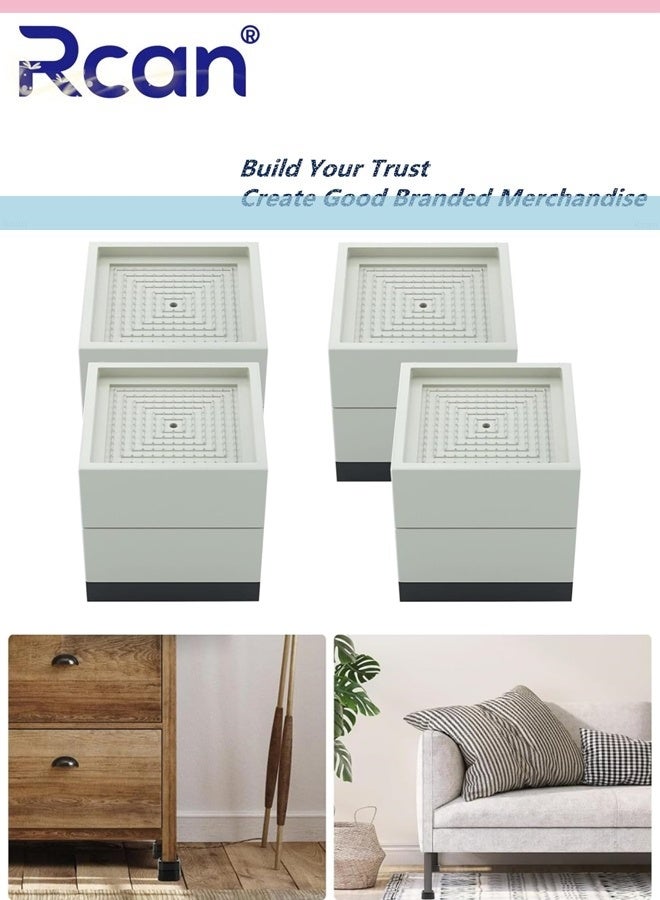 ركان 4 قطع من دعامات أقدام السرير، واقيات أرضية الأريكة، رافعات الأثاث القابلة للتعديل، رفع السرير، أرجل الأثاث، رافعات الأريكة، قاعدة دعم الأريكة، بلاستيك مانع للانزلاق - Image 1