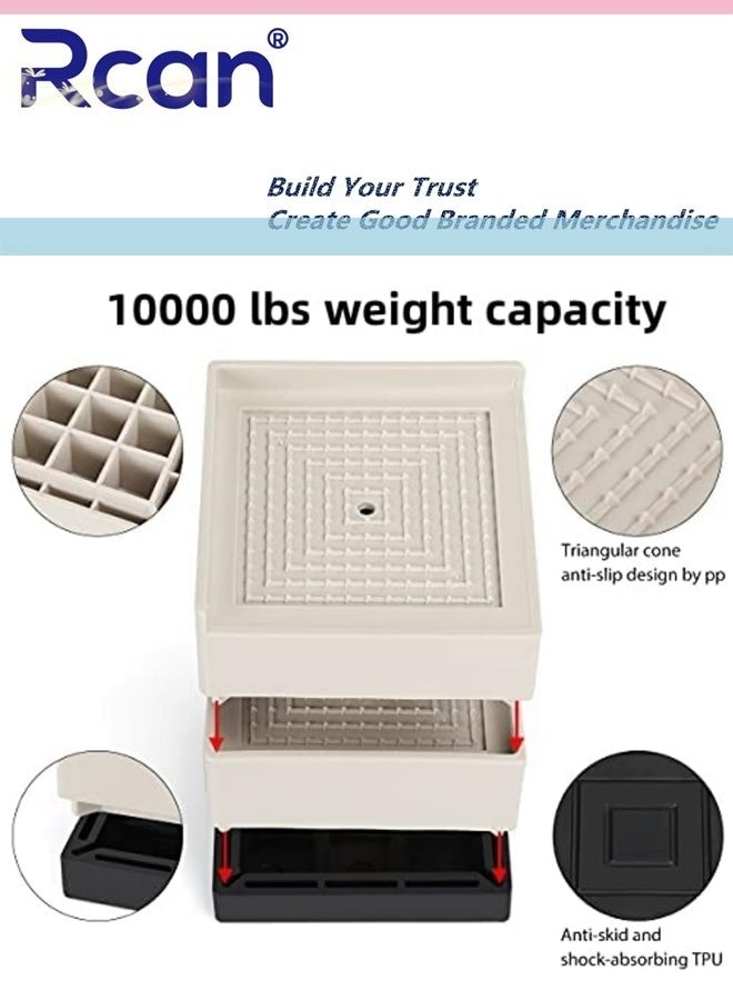 ركان 4 قطع من دعامات أقدام السرير، واقيات أرضية الأريكة، رافعات الأثاث القابلة للتعديل، رفع السرير، أرجل الأثاث، رافعات الأريكة، قاعدة دعم الأريكة، بلاستيك مانع للانزلاق - Image 3