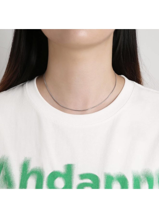 جوليا ستور قلادة أنيقة وعصرية رفيعة من الفولاذ المقاوم للصدأ مطلية بالذهب الأبيض على شكل ثعبان سلسلة متعرجة للنساء قلادة كلاسيكية للنساء، قلادة سلسلة بسيطة رقيقة ودقيقة - Image 4