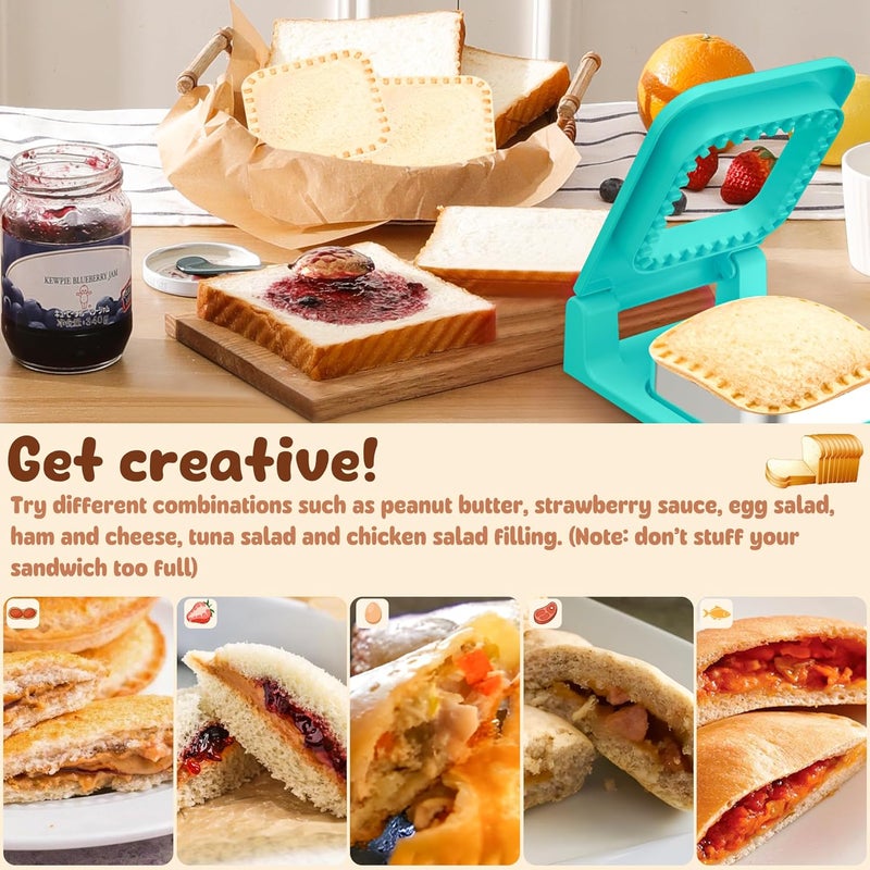 GLSY Metal Sandwich Cutter and Sealer - Round Crustless Sandwich Cutter for Peanut Butter and Jelly‌ Sandwich Maker, PB&J Snacks Party Food Prep - Image 3