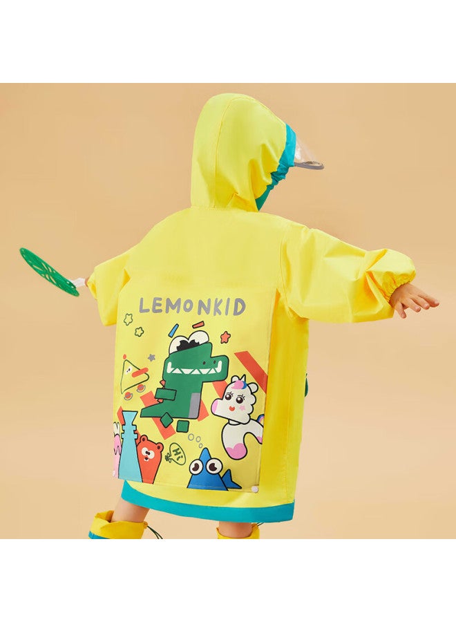 Lemonkid Children's Raincoat For Boys And Girls, Elementary School Students' Rain Poncho With Backpack Space For School, Yellow Alternative Dimension Collection L - Image 2