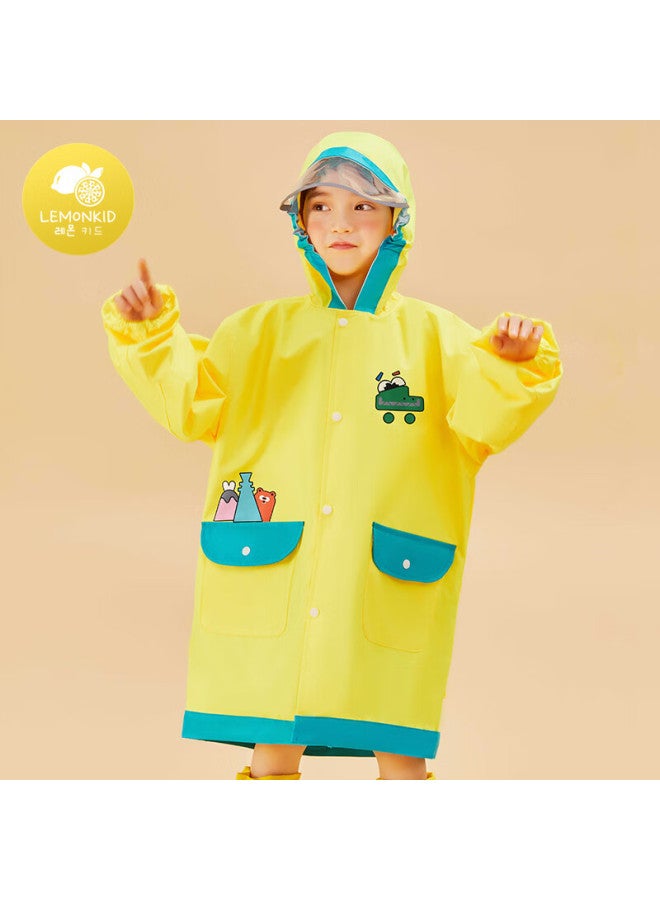 Lemonkid Children's Raincoat For Boys And Girls, Elementary School Students' Rain Poncho With Backpack Space For School, Yellow Alternative Dimension Collection L - Image 1