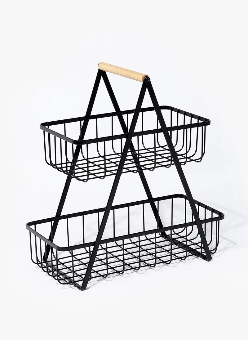 Matalan Black Wire Two Tier Storage Basket (30cm x 28cm)